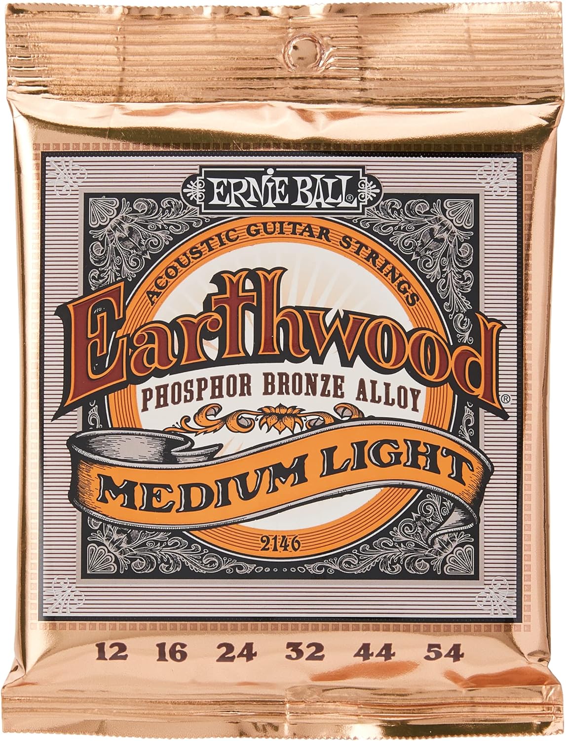 Ernie Ball Earthwood Medium Light Phosphor Bronze Acoustic Guitar Strings, 12-54 Gauge (P02146) - Image 2