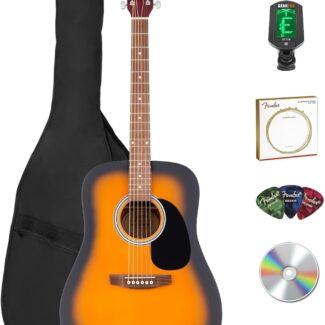 Fender FA Series Dreadnought Acoustic Guitar - Sunburst Bundle with Gig Bag, Tuner, Strings, Picks, and Austin Bazaar Instructional DVD