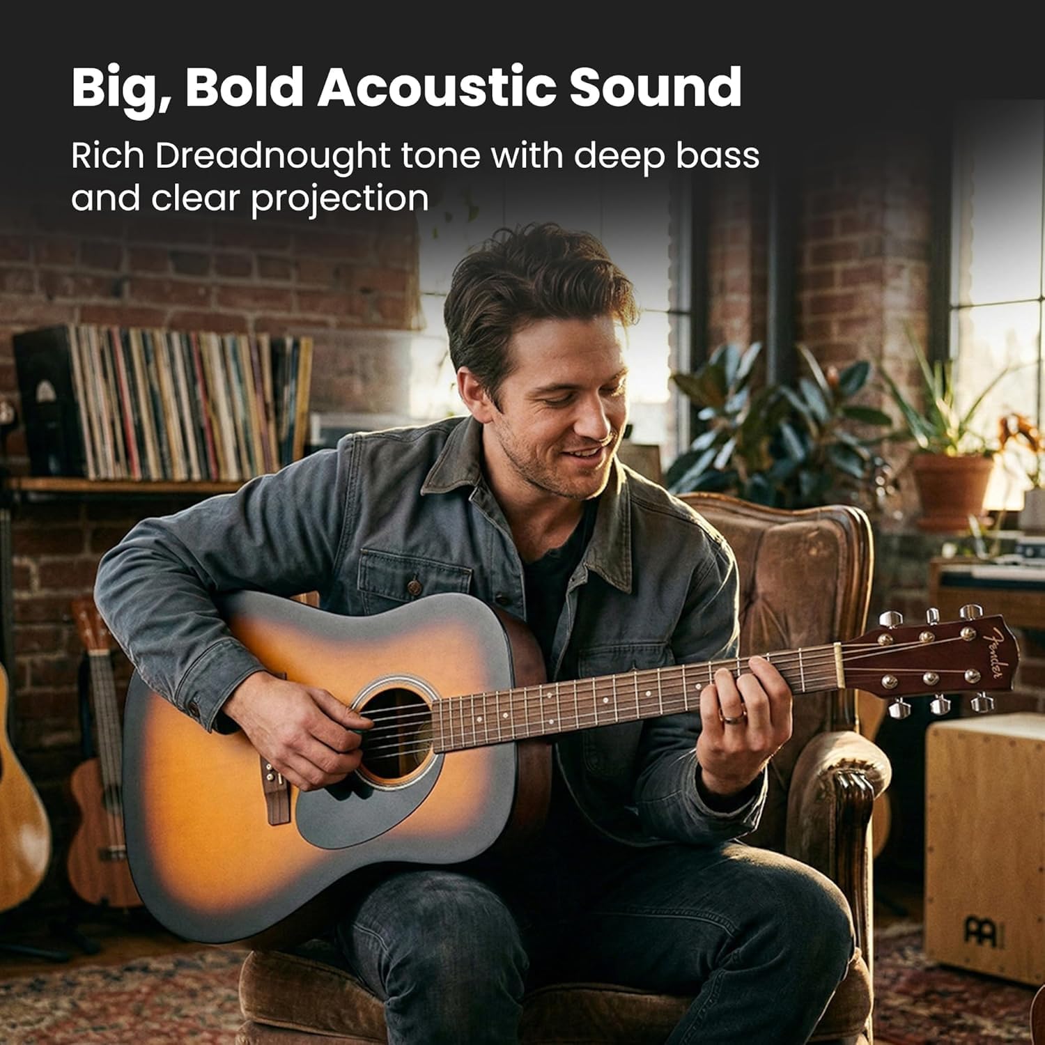 Fender FA Series Dreadnought Acoustic Guitar - Sunburst Bundle with Gig Bag, Tuner, Strings, Picks, and Austin Bazaar Instructional DVD - Image 4