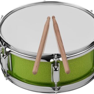 12 Inch Snare Drum Head with Drumsticks Shoulder Strap Drum Key for Student Band (Green)