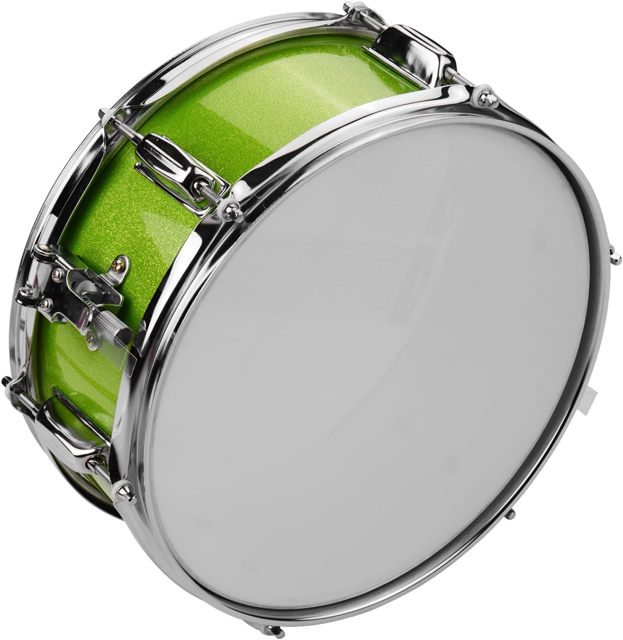 12 Inch Snare Drum Head with Drumsticks Shoulder Strap Drum Key for Student Band (Green) - Image 2