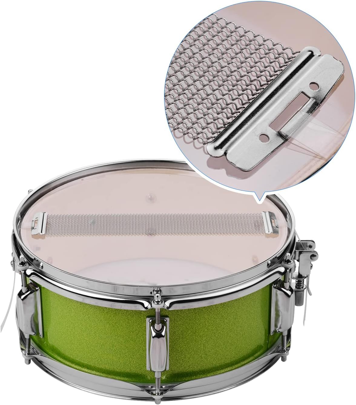 12 Inch Snare Drum Head with Drumsticks Shoulder Strap Drum Key for Student Band (Green) - Image 5