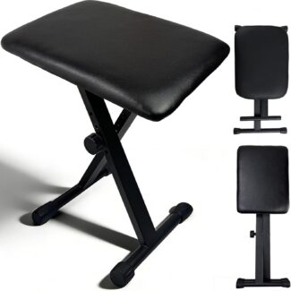 Keyboard Bench X-Style Height Adjustable 16-20in Padded Cushion Piano Stool Bench Keyboard Chair for Keyboards Piano. (Thin Version)